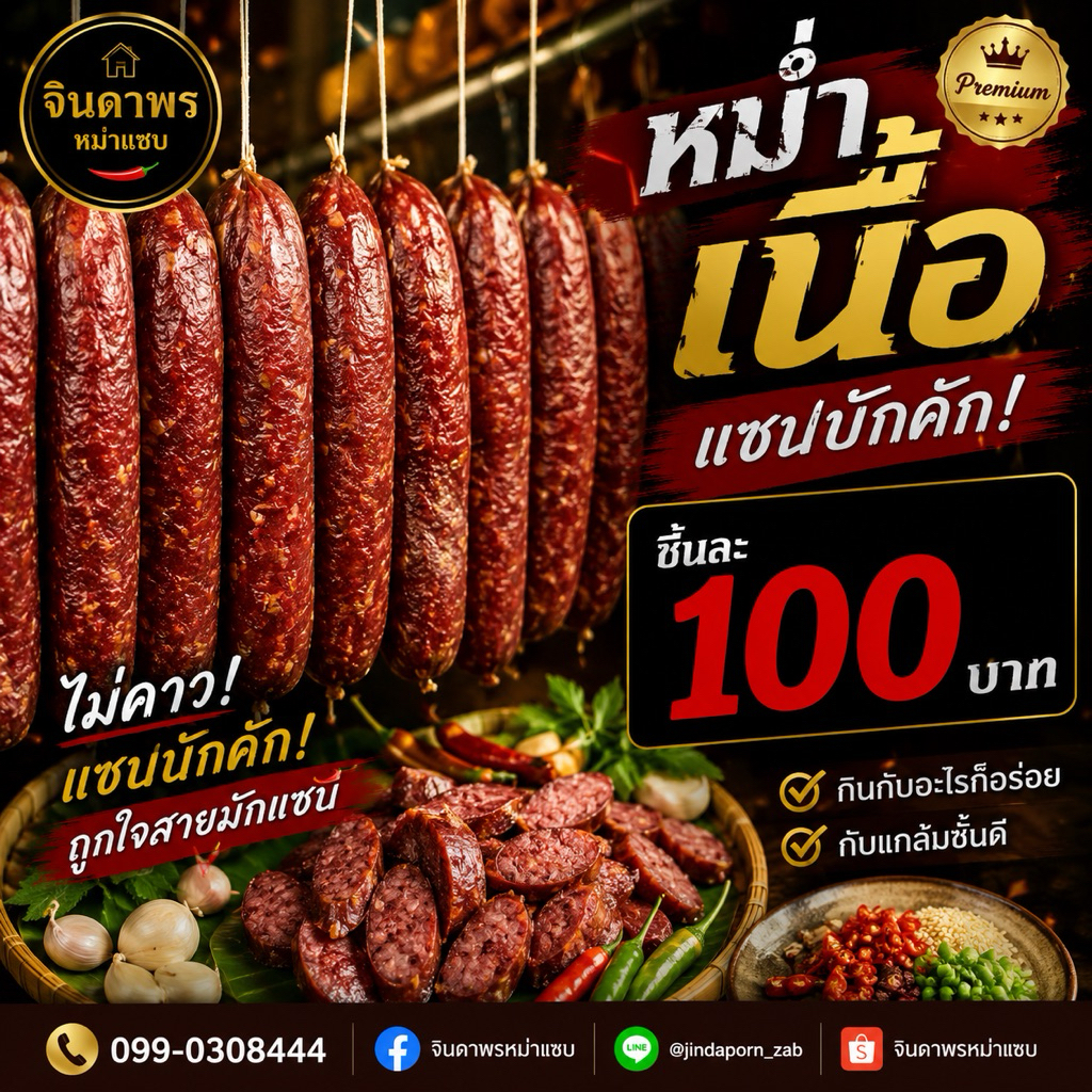 หม่ำเนื้อ ชิ้นใหญ่ ตลาดหม่ำช่องสามหมอ