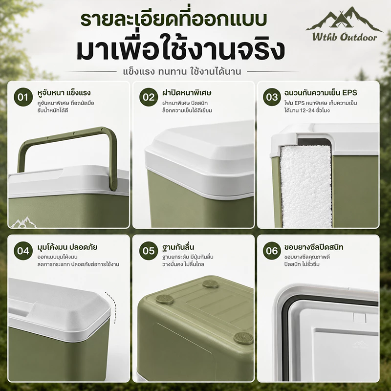 กระติกน้ำแข็ง พกพา 6L/10L/16L/30L สำหรับแคมป์ปิ้ง ปิคนิค thumbnail 7