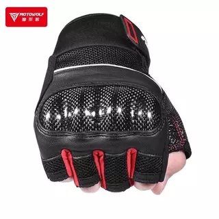 MOTOWOLF MDL 0327 Half Finger Racing Glove ถุงมือผ้าแบบครึ่งนิ้ว พร้อมการ์ดคาร์บอนเคฟล่า สำหรับขี่มอเตอร์ไซค์ จักรยาน