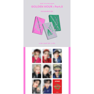 (พร้อมส่ง🇹🇭) เลือกเมมเบอร์ POB ATEEZ GOLDEN HOUR : Part 5 POCAALBUM + POB CARDS strawberry 🍓 VER.