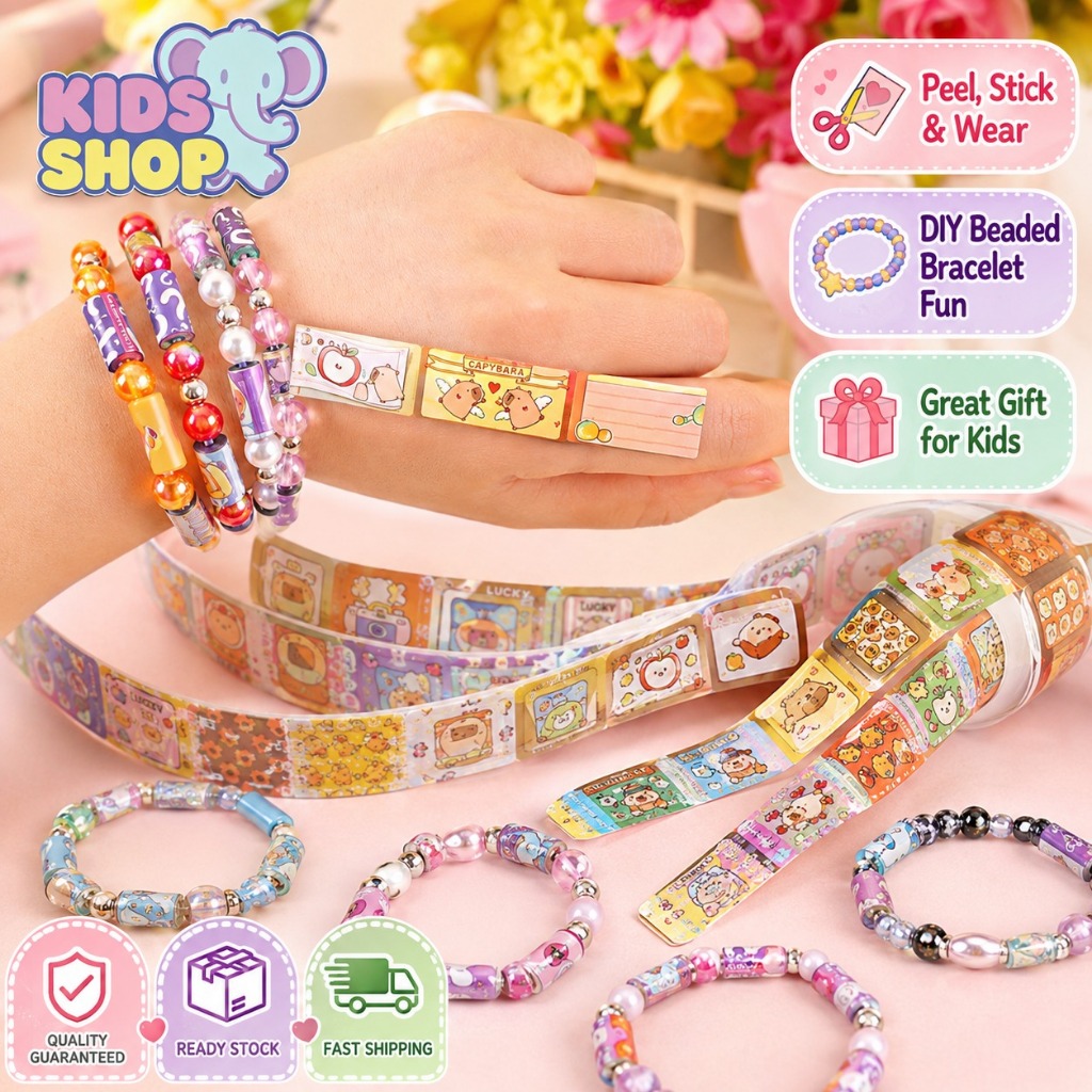 สติกเกอร์ Sticki Rolls กำไลข้อมือสติ๊กเกอร์ DIY สร้อยข้อมือSanrioสติ๊กเกอร์สร้างสรรค์ สวมใส่ได้ ฉีก ของเล่นเด็ก ของขวัญ
