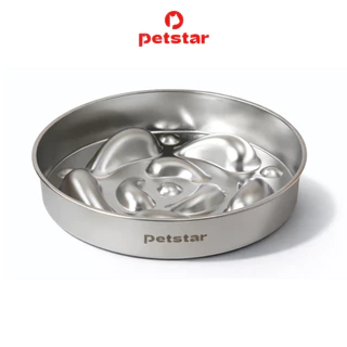 Petstar ชามอาหารสุนัข ชามชะลอการกิน วัสดุสแตนเลส ไม่เป็นสนิม ฐานกันลื่น ขอบต่ำ กินสะดวก ช่วยชะลอการกิน Pet food bowl