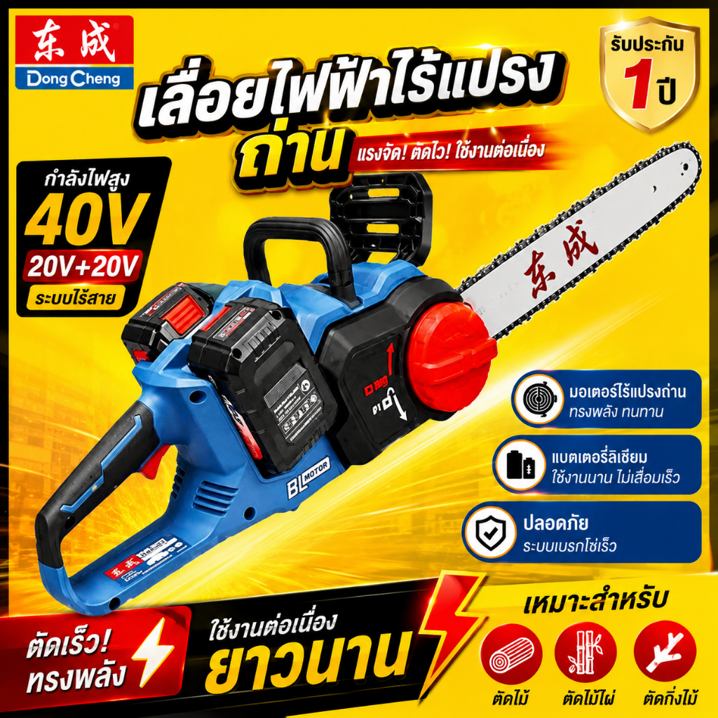 [Dongcheng] ประเภทการชาร์จแบบไม่มีแปรง เลื่อยไฟฟ้า 16 นิ้วแบตเตอรี่ลิเธียม เลื่อยไฟฟ้า Dongcheng 40V เลื่อยมือ DCML40161
