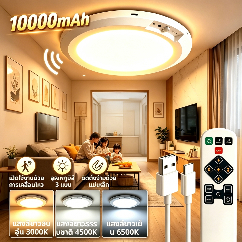 3สี ปรับได้ โคมไฟเพดาน โคมไฟติดเพดาน ไฟเพดานบ้าน led 50w 40w แผงไฟ ตกแต่งห้องนอนห้องนั่งเล่น ไฟเเต่งห้อง โคมไฟฝ้าเพดาน