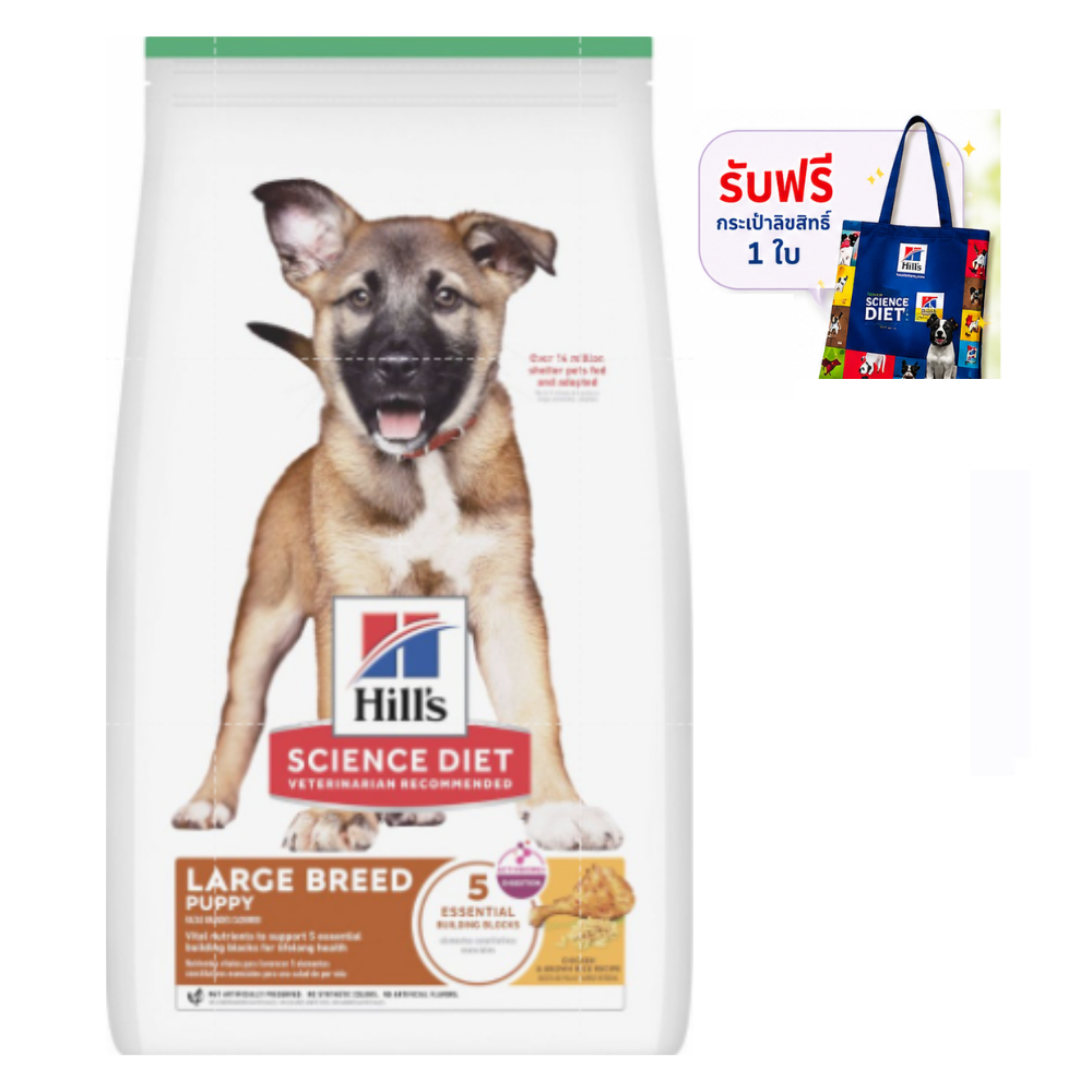 [ฟรีกระเป๋าลิขสิทธิ์] Hill's Science Diet Large Breed Puppy  ฮิลส์ อาหารสุนัขเม็ด ลูกสุนัขพันธุ์ใหญ่ 15 Kg