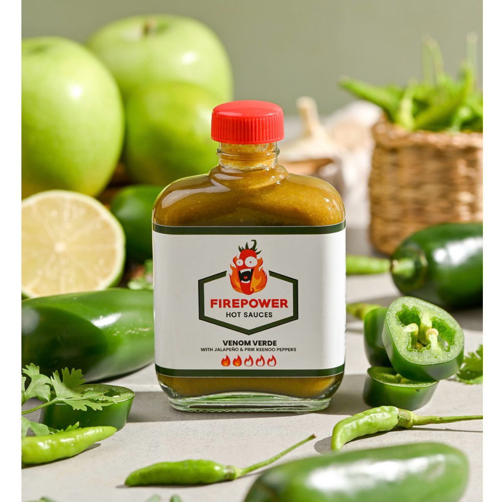 🧪🌶️🌶️New! Venom Verde with Jalapeno & Prik Keenoo peppers - Medium Heat - Firepower Hot Sauces