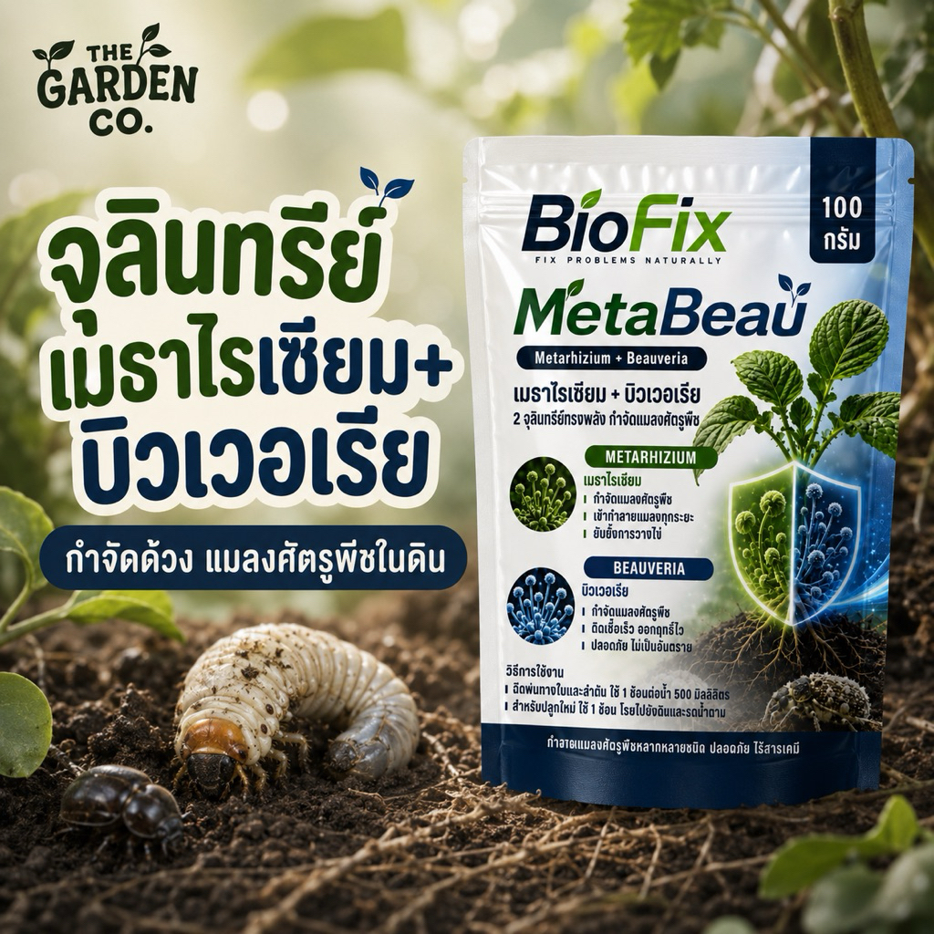 BioFix MetaBeau เชื้อรากำจัดแมลง เมธาไรเซียม บิวเวอเรีย กำจัดเพลี้ย ด้วง หนอน แมลงปากดูด ด้วงขึ้นมะพร้าว