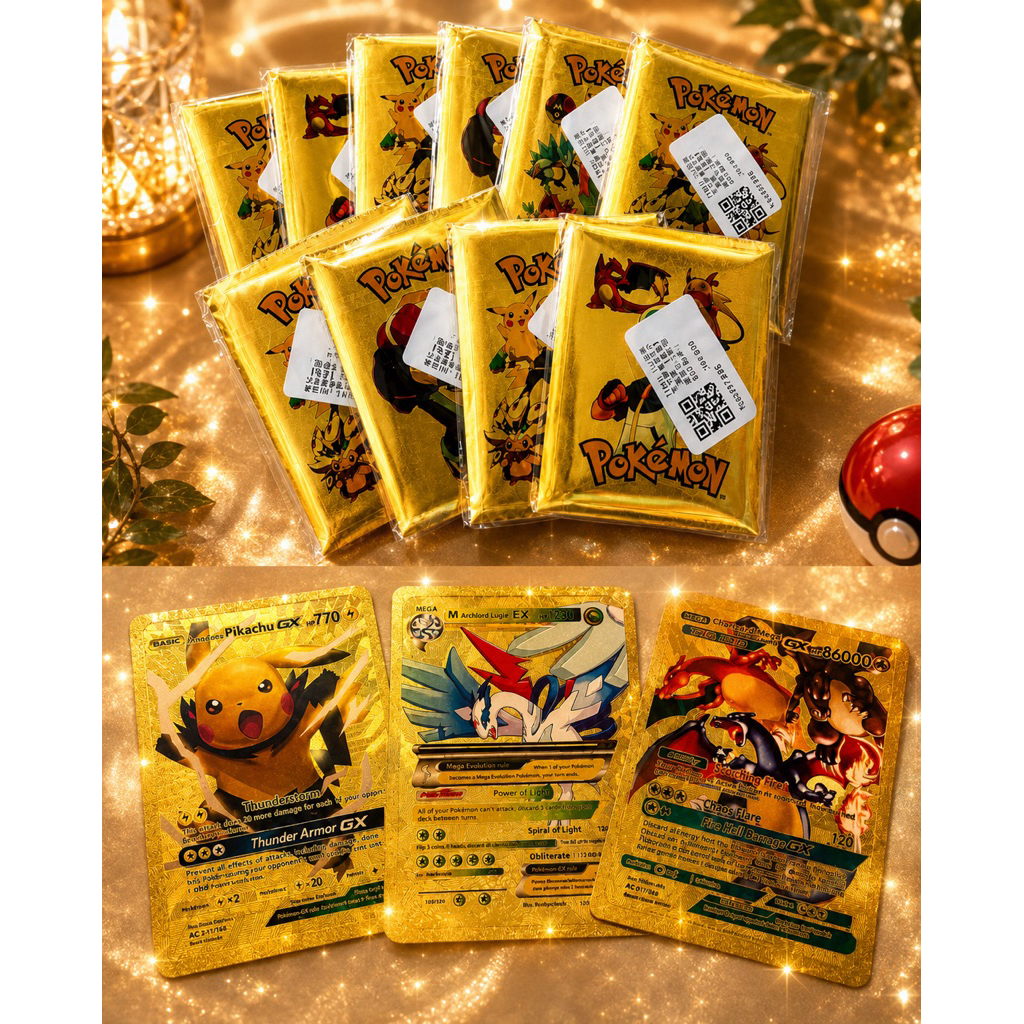 ซองสุ่ม Pokémon Gold foil Cards ภาษาอังกฤษ Trading Card Collection การ์ดโปเกม่อน