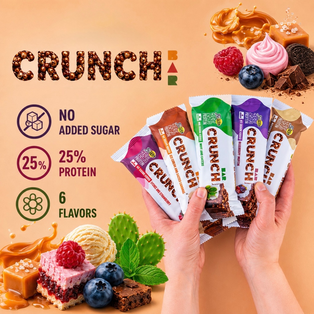 FITWIN CRUNCH โปรตีนบาร์ 50 กรัม × 12 ชิ้น (กล่อง) | โปรตีน 25% | ไม่มีน้ำตาลเติมแต่ง
