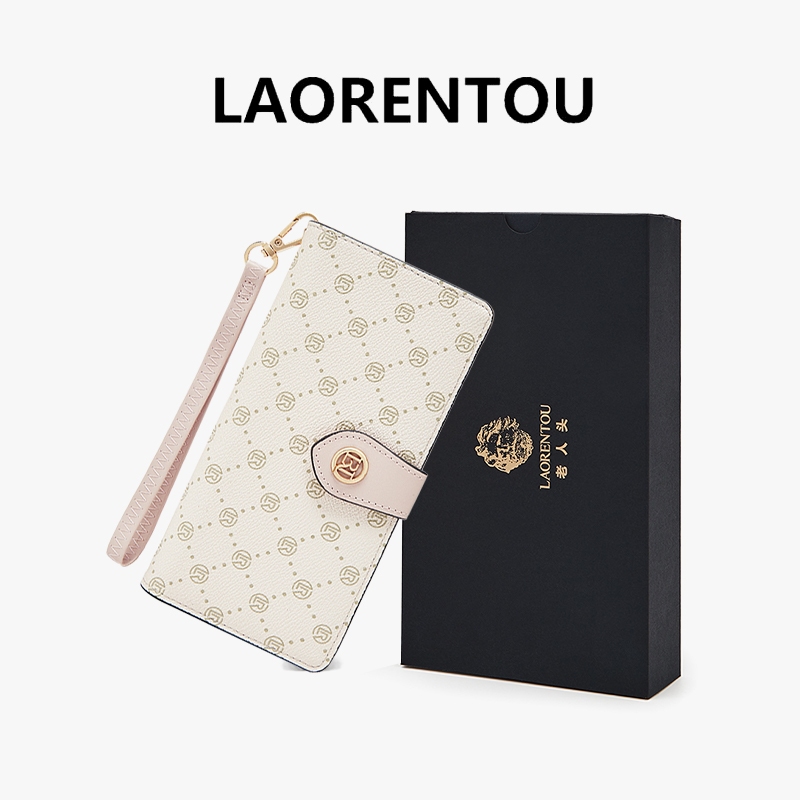 LAORENTOU กระเป๋าสตางค์ยาวสำหรับผู้หญิง ดีไซน์ซิปคู่ มีหัวเข็มขัด เหมาะสำหรับโอกาสต่างๆ