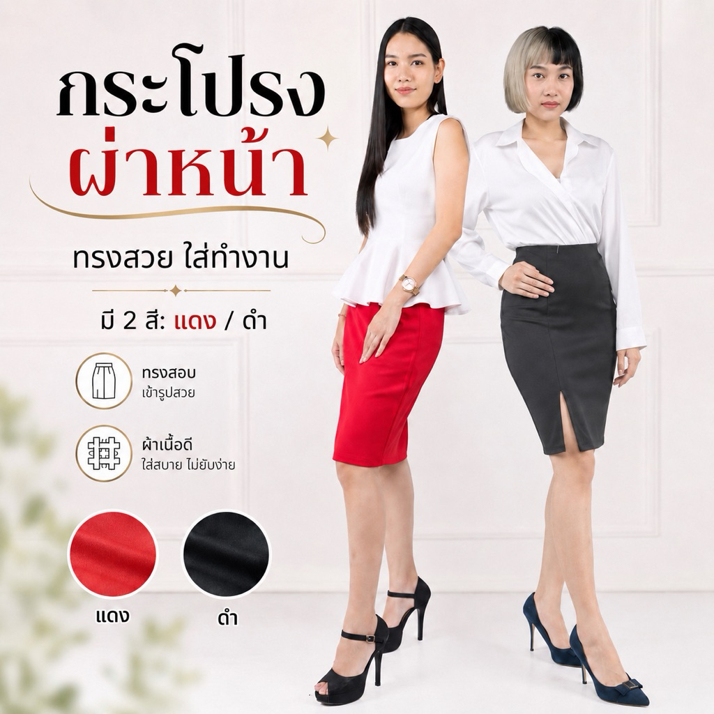 กระโปรงผ้าฮานาโกะ ผ่าหน้า สินค้าพร้อมส่งและมีสินค้าสต๊อก