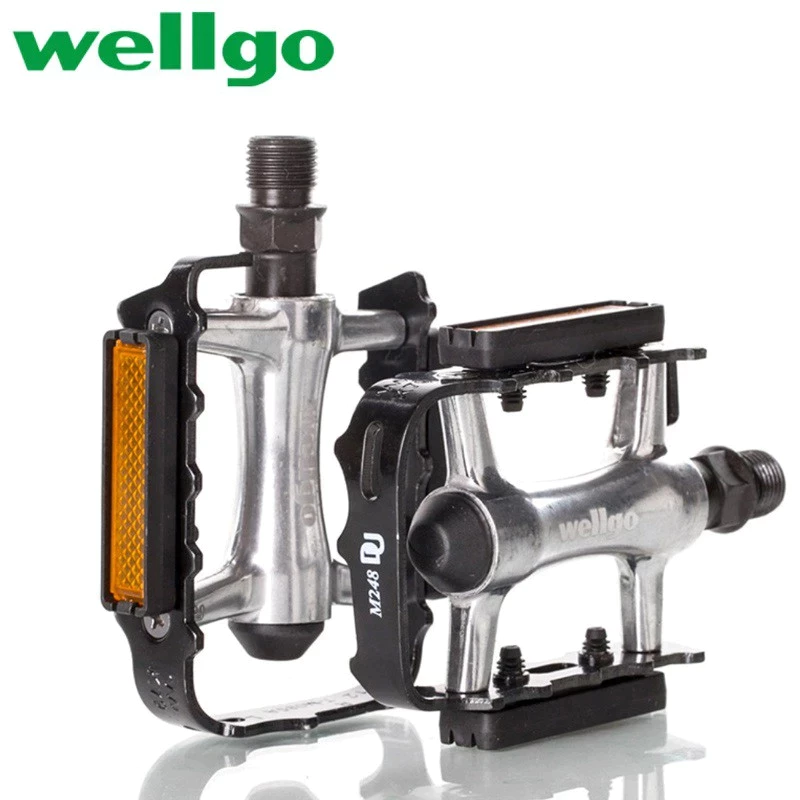 Wellgo บันไดจักรยานอลูมิเนียม รุ่น M248 DU มีแถบสะท้อนแสง ทนทาน น้ำหนักเบา