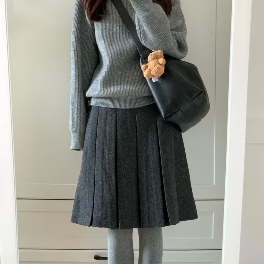 LITTLE KOREA - รุ่น Twice Wool 2 สี ยาว 22.5”-24” XS-XXL เอว 25” ถึง 32” กระโปรงเทนนิส มีซับใน