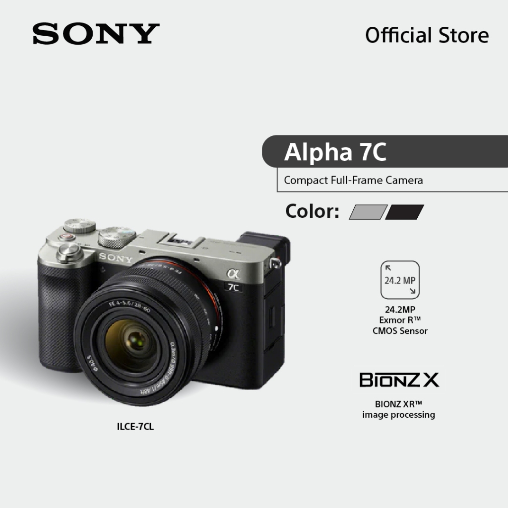 Sony กล้อง Full-frame รุ่น ILCE-7CL, Compact + เลนส์ซูม 28-60 มม.