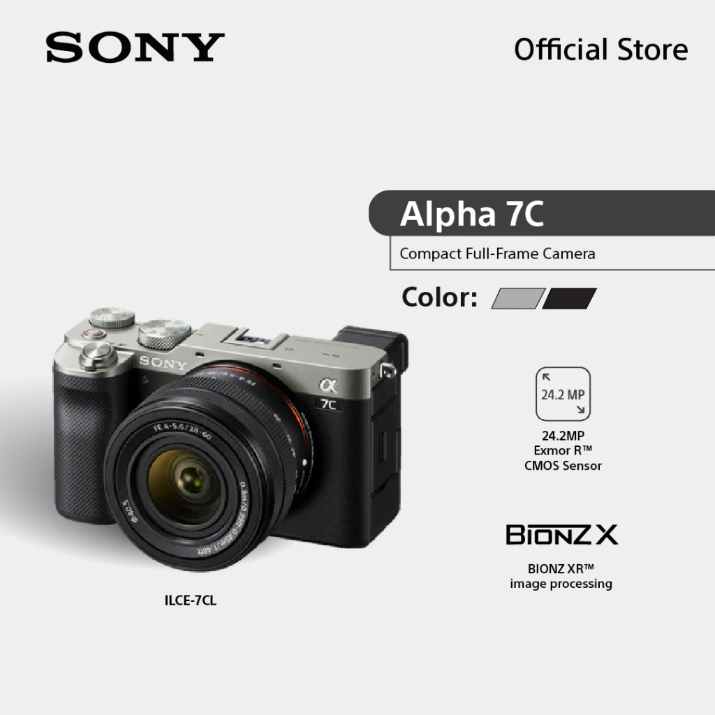 Sony กล้อง Full-frame รุ่น ILCE-7CL, Compact + เลนส์ซูม 28-60 มม.