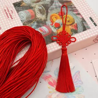 เชือกไหมจีน 1.5 มม. / 2.0 มม. สีแดง 10 เมตรเชือกจีนสำหรับทำพวงกุญแจมงคลปมโชคดี เครี่องราง DIY