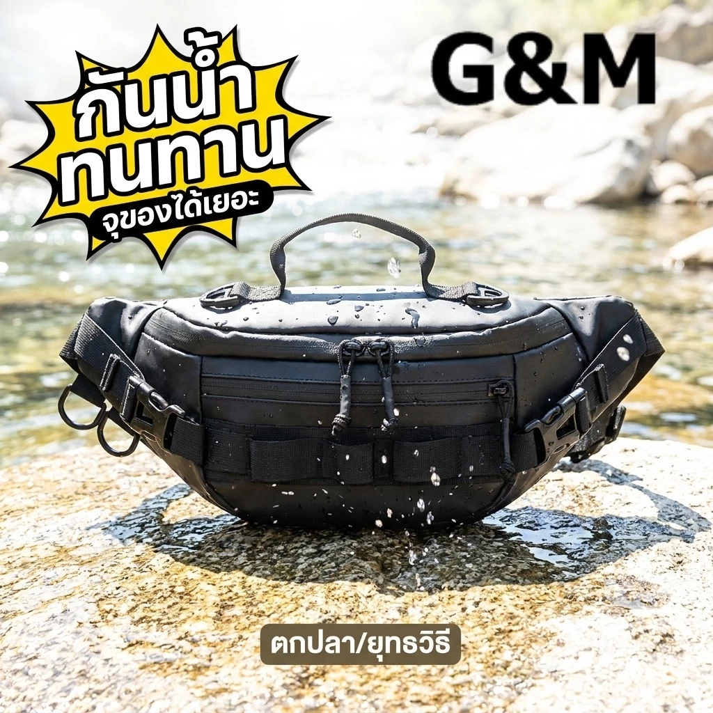 G&M-CODกระเป๋ากันน้ำตกปลา สะพายข้าง คาดเอวได้ ใส่อุปกรณ์ตกปลา เหยื่อ ของใช้กลางแจ้ง จุใจ เอนกประสงค์