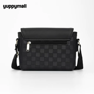 กระเป๋าสะพายข้าง จิงโจ้ หนัง PU ลายตารางฝาเรียบ ขนาด 8.5 นิ้ว Made in Thailand