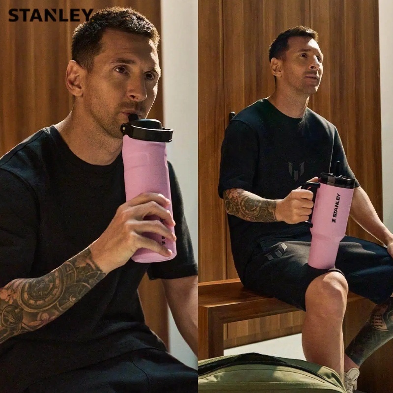 🔥ของแท้ 100%🌟STANLEY x Messi แก้วเก็บอุณหภูมิ พร้อมหลอดดูด หูหิ้ว ขนาด 1.18L / 887ml