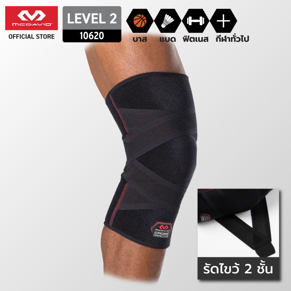 McDavid 10620 LEVEL2  ที่รัดเข่า สายรัดไขว้ ทนไม่ยืด  Knee Support ซัพพอร์ตเข่า สายรัดเข่า พยุงเข่า