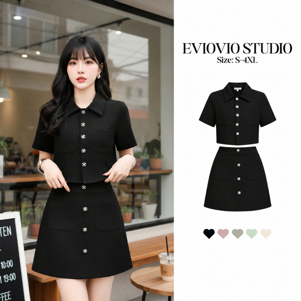 ❤️[S-4XL] ชุดเซ็ททำงาน เสื้อ + กระโปรงสั้น ชุดเข้ารูปสำหรับสาวอวบ ชุดลำลอง สีพื้นหรูหรา เหมาะสำหรับสาวอวบ สาวพลัสไซส์
