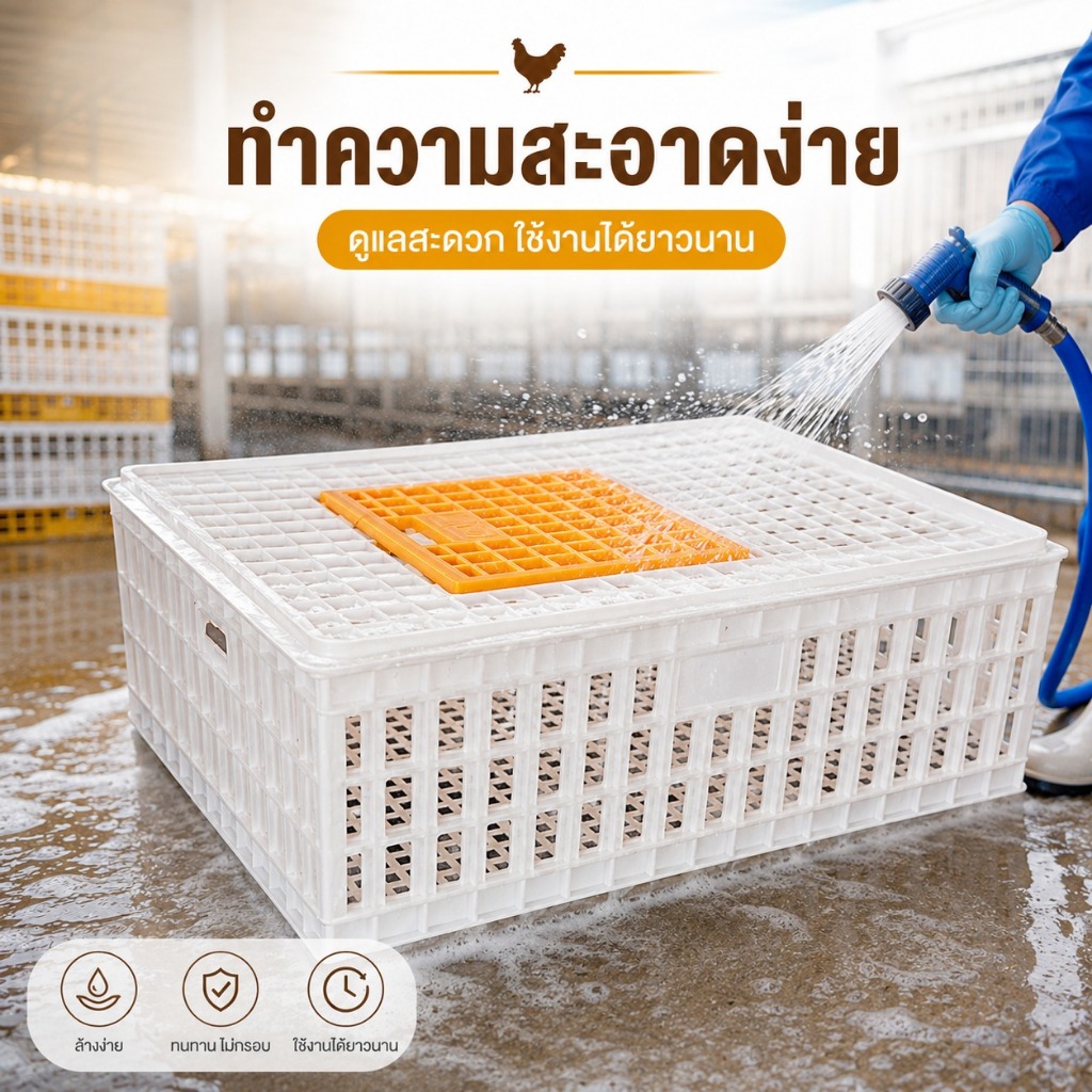 กล่องขนย้ายไก่ ตะกร้าพลาสติกฟาร์มสัตว์ปีก แข็งแรง รูปที่ 8