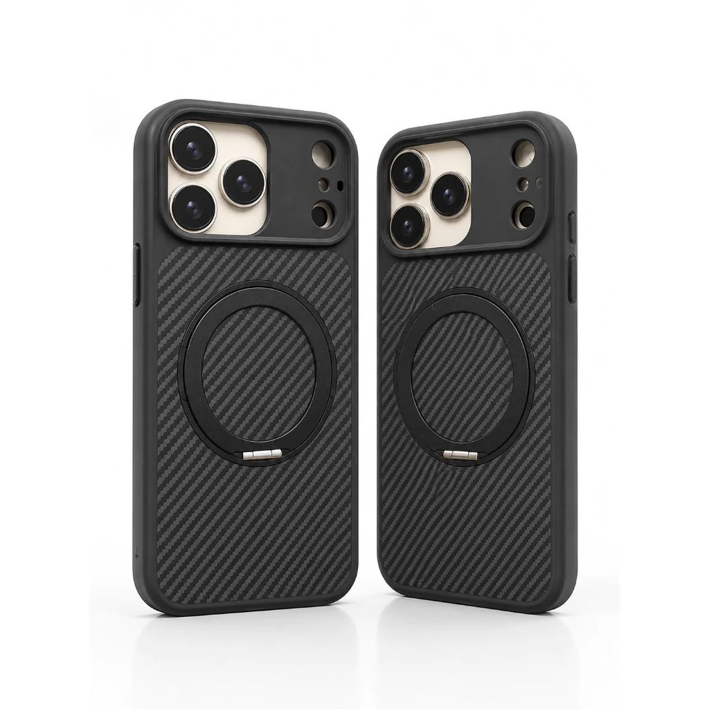 Connex Carbon Fiber เคส iPhone พร้อมขาตั้ง 360° หลังขุ่น กันกระแทก ชาร์จไร้สาย