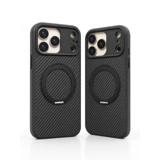 Connex Carbon Fiber เคส iPhone พร้อมขาตั้ง 360° หลังขุ่น กันกระแทก ชาร์จไร้สาย