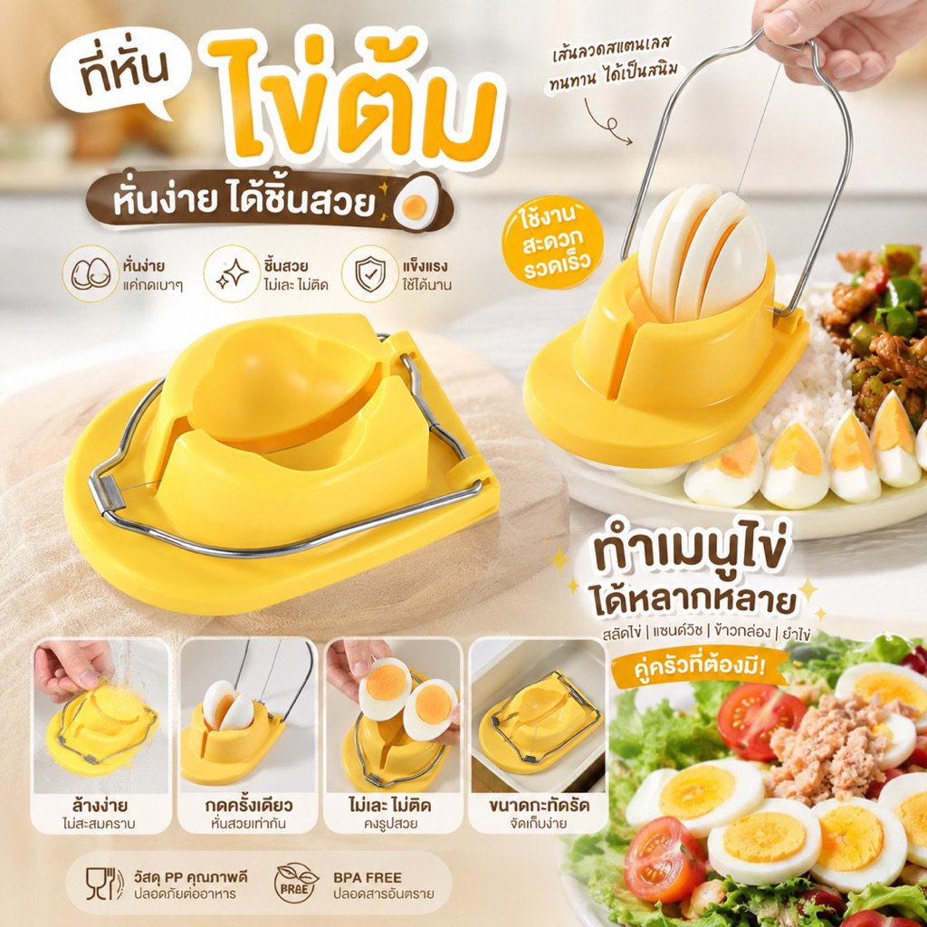 พร้อมส่ง🥚 เครื่องตัดไข่ต้ม 2 ซีก แบบกด