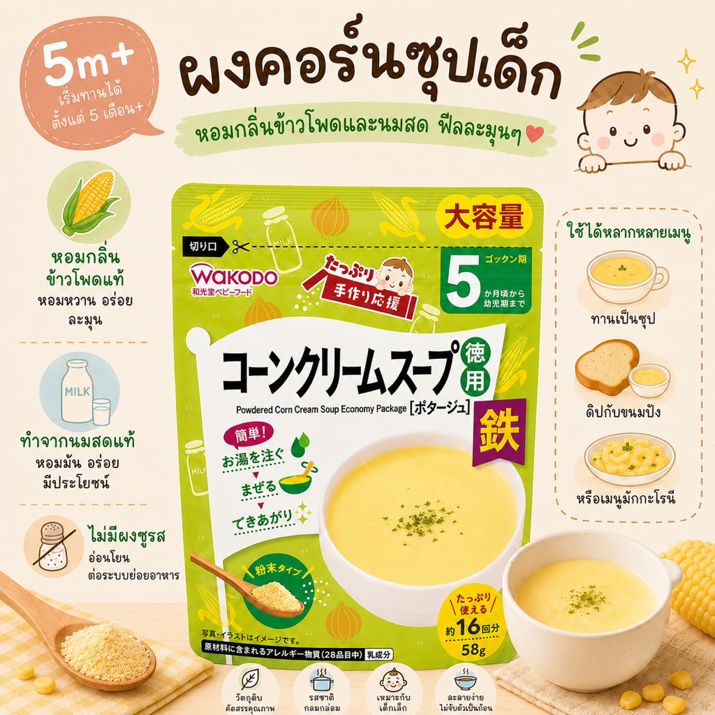Wakodo ผงทำคอร์นซุป (5m+)