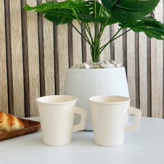 50 ใบ แก้วกาแฟกระดาษมีหูจับ 6.5oz / 8.5oz แก้วกระดาษร้อน สำหรับ Takeaway ใช้แล้วทิ้ง แก้วกาแฟพกพา