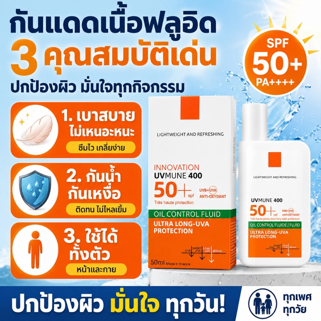 Formbo Sunscreen SPF50 PA+++ ครีมกันแดดใช้ได้ทั้งหน้าและตัว บางเบา ชุ่มชื้น กันน้ำ กันเหงื่อ ไม่เหนียวเหนอะหนะ