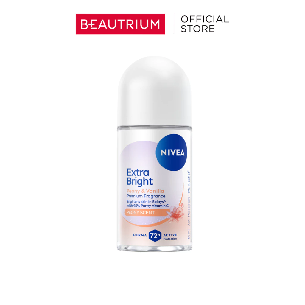 NIVEA Extra Bright Peony&Vanilla Roll On ผลิตภัณฑ์ระงับกลิ่นกาย 50ml