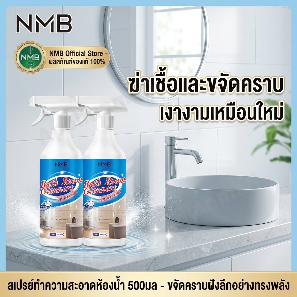 น้ำยาล้างห้องน้ำ NMB 500ml ขจัดคราบดำ ร่องกระเบื้อง อ่างล้างหน้า ก๊อกน้ำ ไม่เปลืองแรงขัด สะอาดไว กลิ่นไม่ฉุน