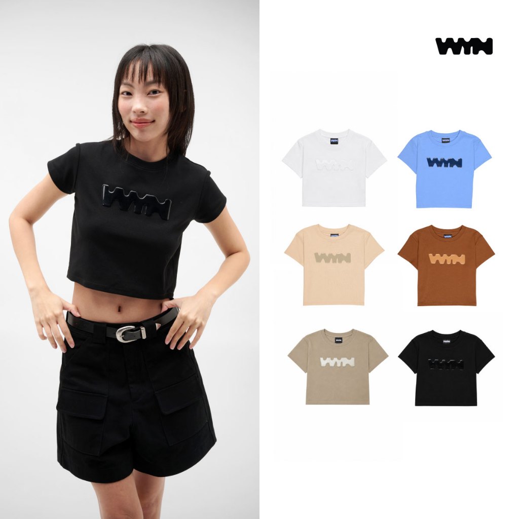 WYN เสื้อยืดแขนสั้นผู้หญิง ทรงสลิม ครอป คอกลม มีให้เลือก 6 สี YTSZ001