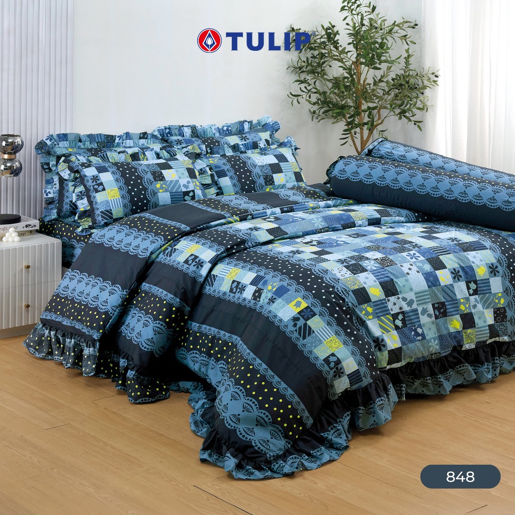 TULIP Cotton Mix พิมพ์ลาย 848 ชุดผ้าปูที่นอน ผ้าห่ม ผ้านวม พิมพ์ลายกราฟิกสวยงาม เนื้อผ้าหนาแน่น