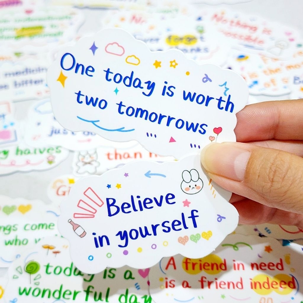 สติ๊กเกอร์ คำคม (ชุด2) ภาษาอังกฤษ ให้กำลังใจ ติดแน่น กันน้ำ (50 ชิ้น) quotes sticker