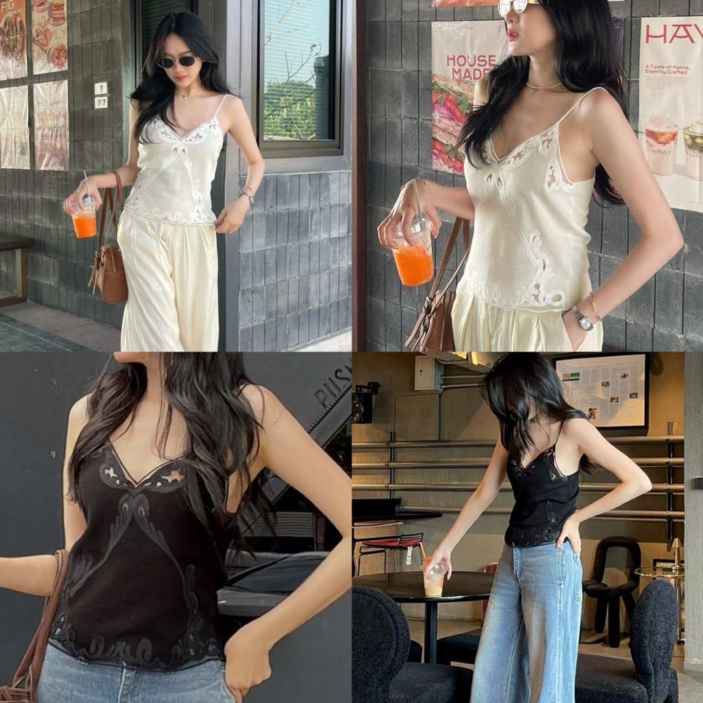 ONNIE.16 - VIVIEN LACE TOP สายเดี่ยวปักลูกไม้