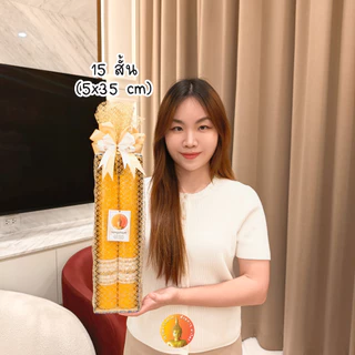 เทียนพรรษา เทียนคู่ (สูง 25-61 ซม.) ห่อผ้าทองผูกโบว์สวยงามพร้อมถวาย ตราแสงทิพย์ ตราแสงนวล 1 กล่องบรรจุ 2 เล่ม