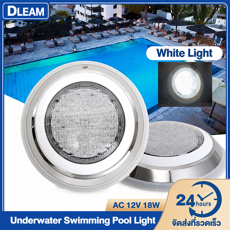 AC12V ไฟสระว่ายน้ำสแตนเลส White Light 9/12/18W ไฟ LED สระว่ายน้ำ IP68 ไฟสระว่ายน้ำ pool light
