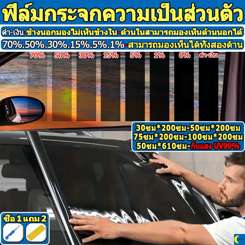 ซื้อ 1แถม 2 ฟิล์มติดกระจก ฟิล์มกรองแสง ฟิล์มอาคาร ฟิล์มกรองแสงรถยนต์ ฟิล์มคาร์บอน กันความร้อน Window Film Black Carbon