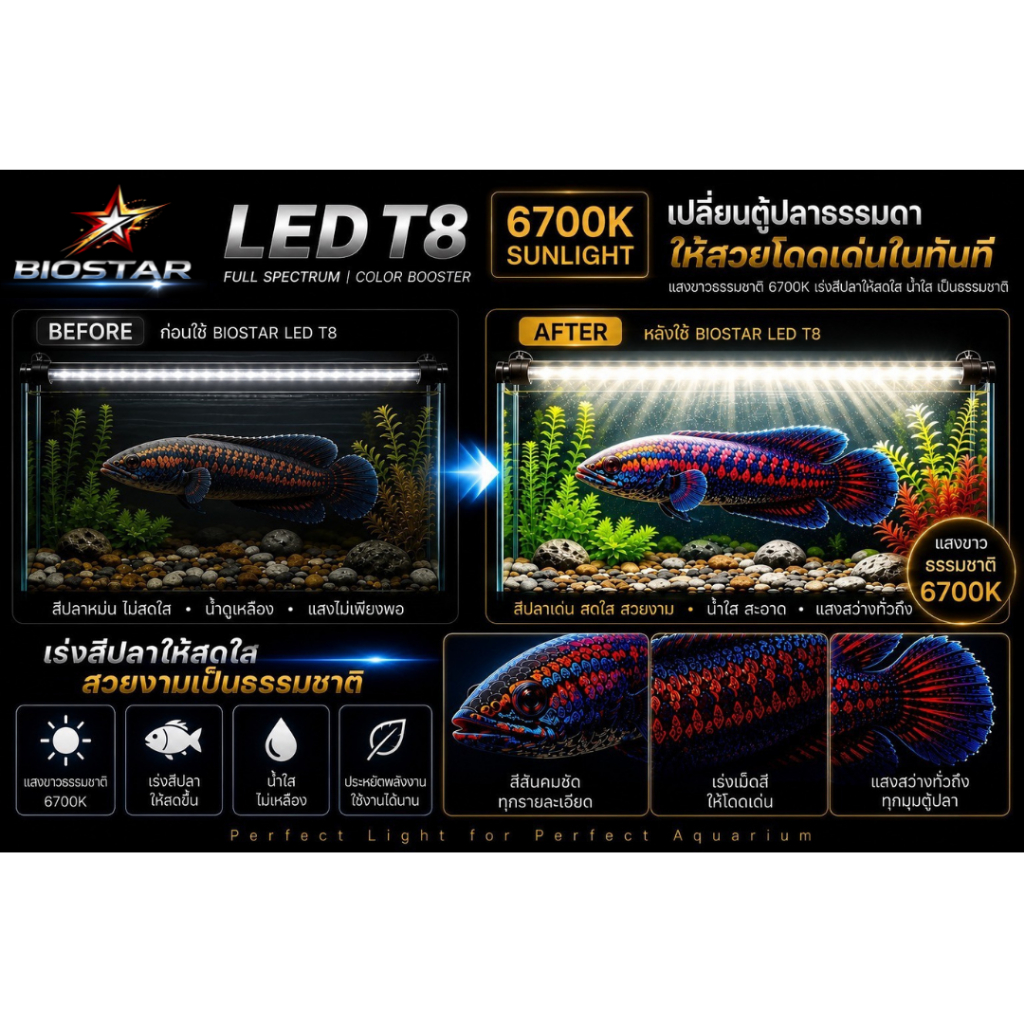 หลอดไฟใต้น้ำT8 BIOSTAR LED T8 6700K SUNLIGHT รูปที่ 5