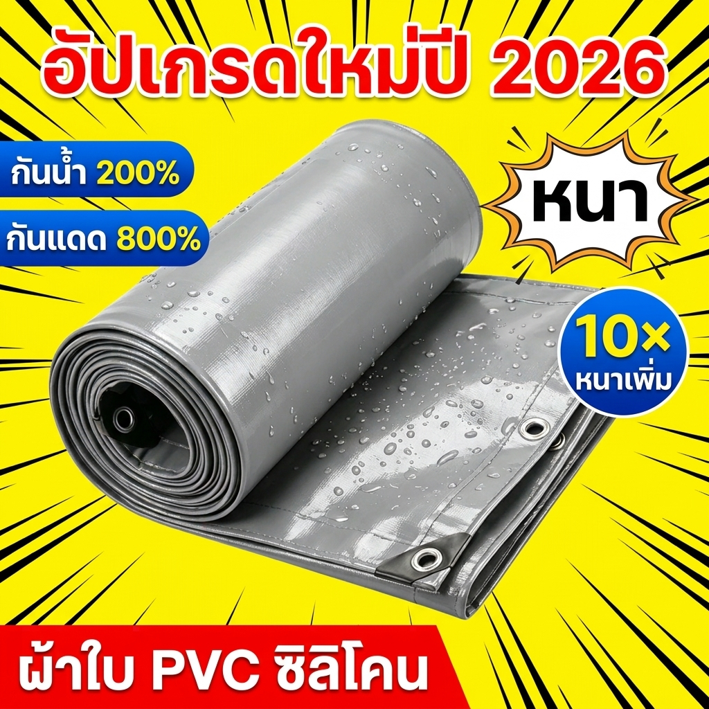 ☀️ขอบเสริมความแข็งแรง 20 เท่า☀️ ทนทาน 99 ปี ผ้าใบ PVC หนาพิเศษเพิ่ม ผ้าใบกันแดดฝน ผ้ายางกันฝน กันฝน การชดเชยความเสียหาย