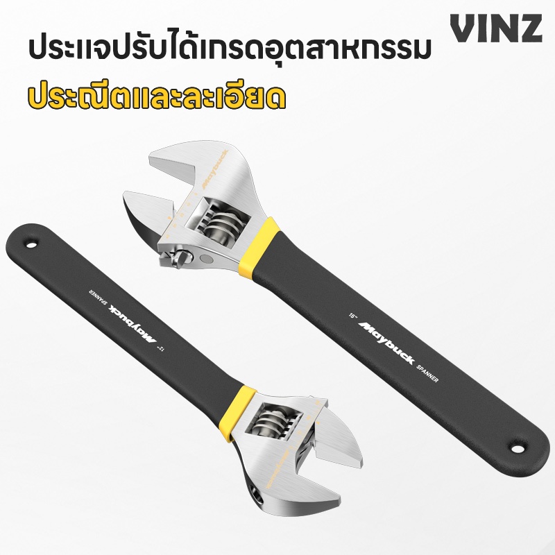 【รุ่นอัปเกรดป้องกันลื่น】ประแจปากเลื่อน 6/8/10/12/15 นิ้ว รับประกัน 1 ปี ไม่หลวมง่าย ประแจเลื่อน