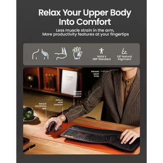 ProtoArc EM11 NL เมาส์แนวตั้ง Ergonomic เพื่อสุขภาพ ไร้สาย บลูทูธ 2 ช่อง + 2.4G ชาร์จได้ สีดำ-แดงไวน์ รับประกัน 2 ปี