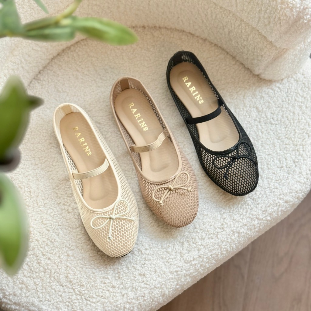 Rarin รุ่น Netty Sz.36-41 รองเท้าคัทชูผ้าตาข่าย เท้าอวบ/เท้ากว้าง บวกเพิ่มไซส์