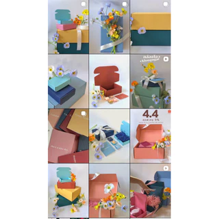 กล่องลูกฟูกสี ขนาดC(20x29.5x11 cm) ไดคัทหูช้าง พัสดุ ของขวัญ ของชำร่วย ฝาเสียบ
