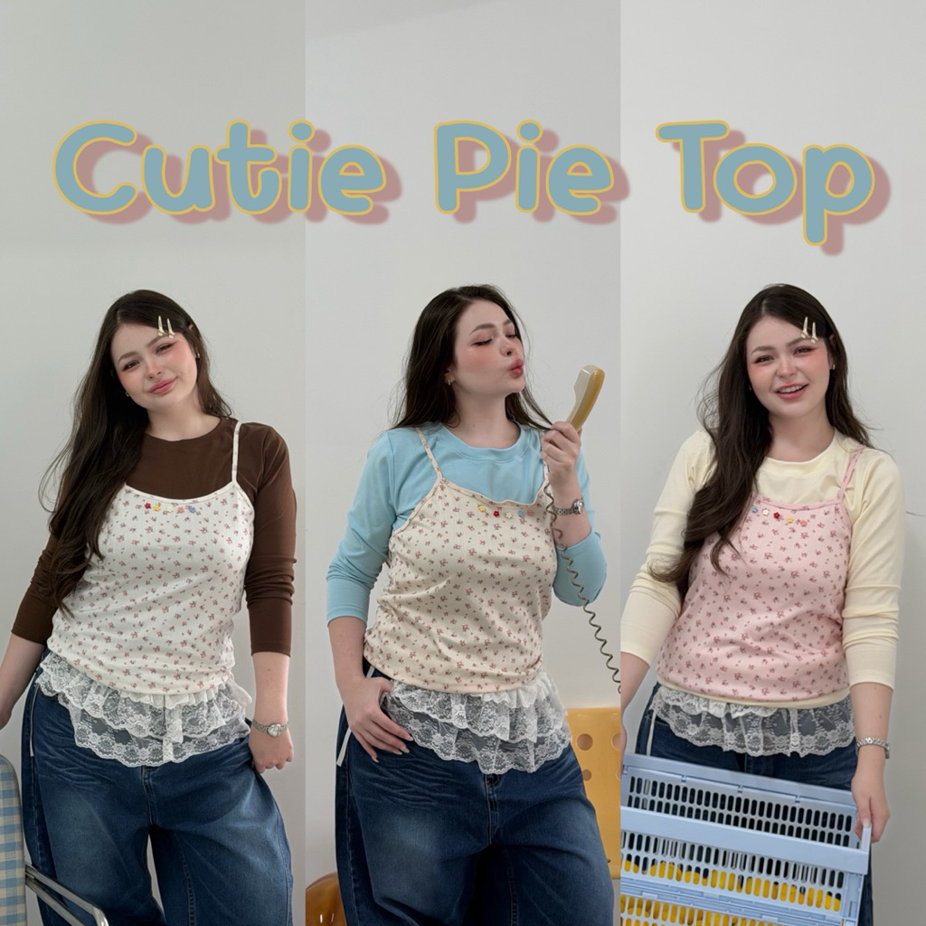 𝐂𝐡𝐮𝐛𝐛𝐲𝐋𝐚𝐧𝐝.(อก38-52) Cutie Pie Top เซ็ตเสื้อ2ชิ้น เสื้อสาวอวบ ไซส์ใหญ่ สีสดใสสไตล์เจนซี #Sh553