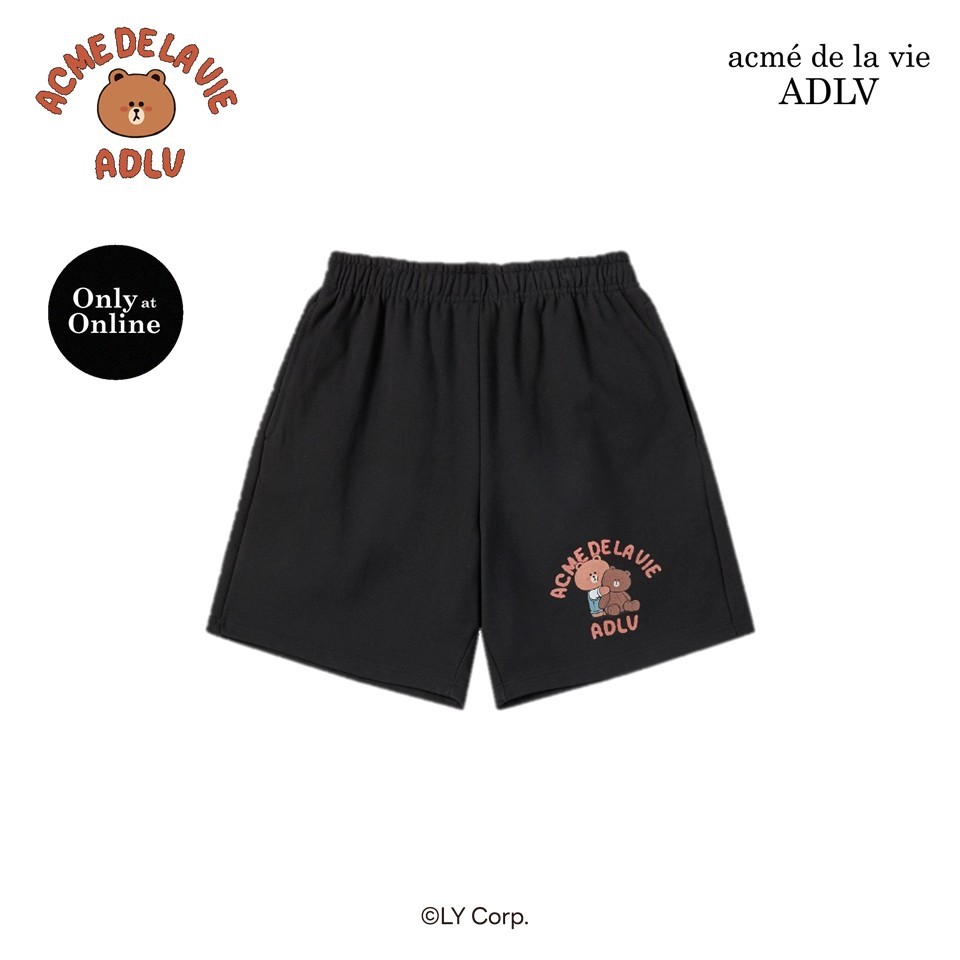 ADLV [acme de la vie] กางเกงขาสั้น รุ่น Bear Doll Hug Brown Line Friends Short Pants Black (50041SBBSPU_S6BKXX)