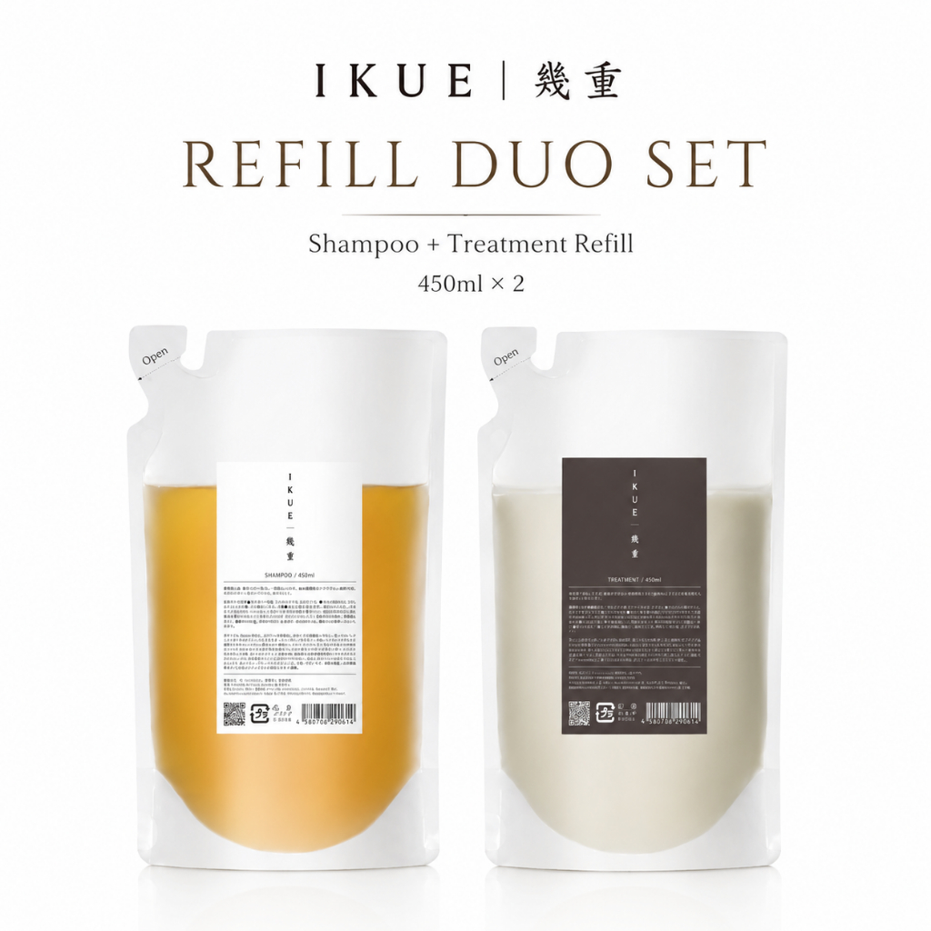 [Duo set ] IKUE อิคุเอะ แชมพู+ครีมนวดญี่ปุ่น รีฟิล Premium Duo Set 450ml x 2 ฟื้นบำรุงผมแห้งเสีย ผมนุ่มลื่น